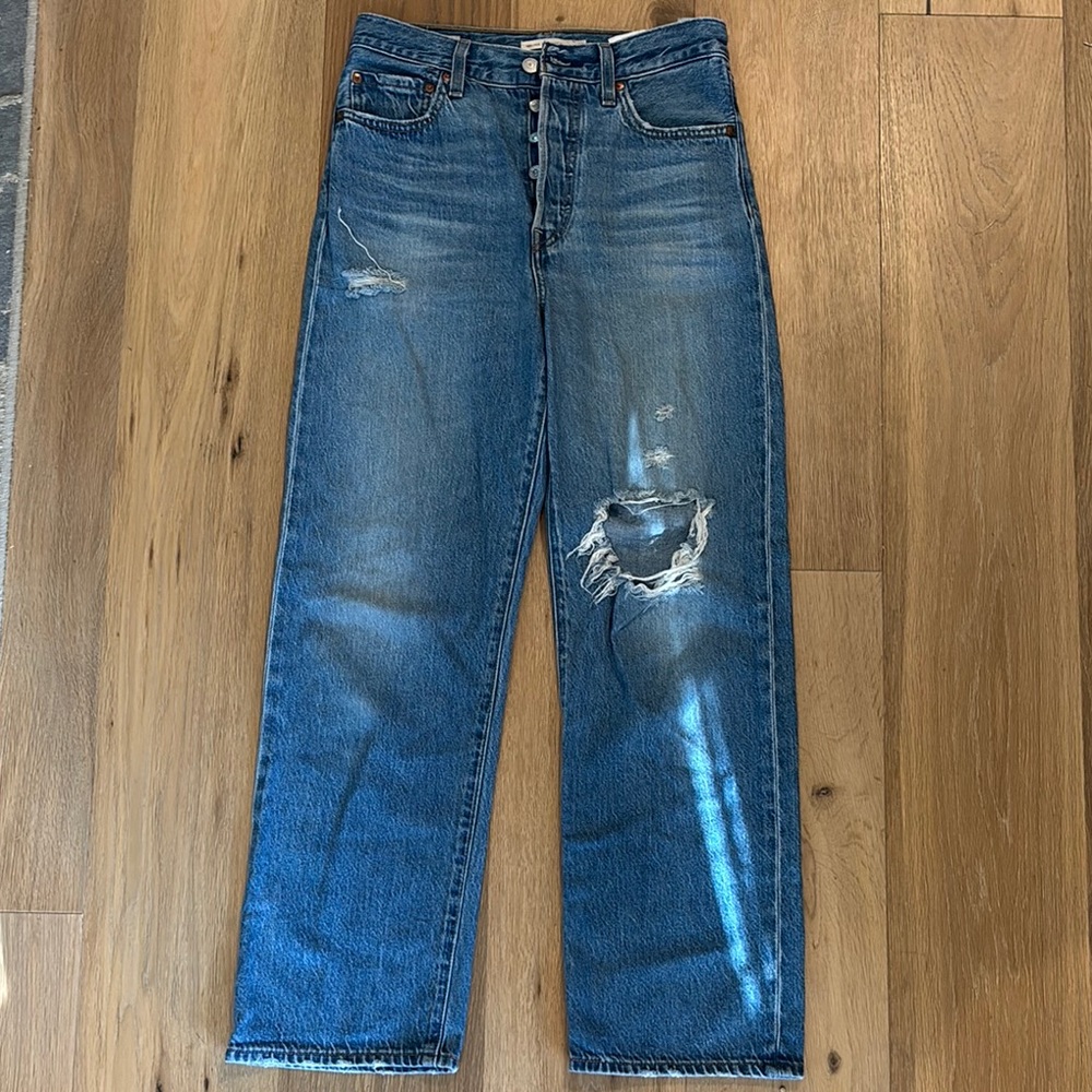Levi's Blue Straight Vintage Distressed Jeans